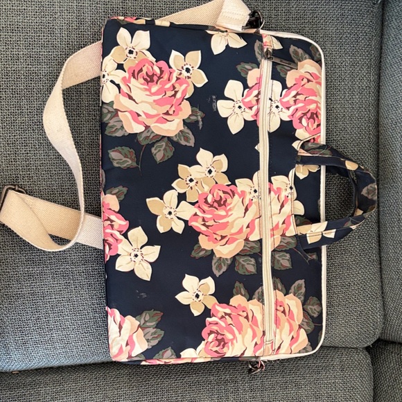 Floral Laptop Bag - Navy and Pink - Picture 3 of 5